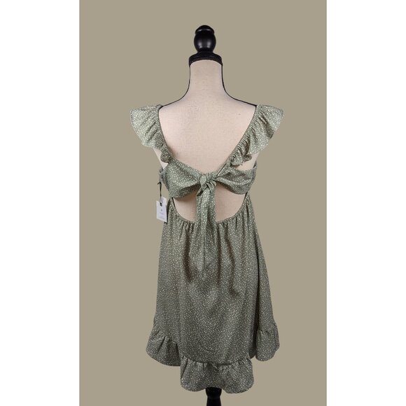 Originality Sage Flutter Sleeve Dress with Tie Back and Ruffle Hem Size XL NWT - Picture 2 of 12